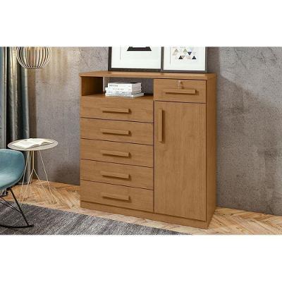 Cômoda de Quarto da Vinci New 6 Gavetas em MDF com Puxador em MDF Amêndoa