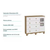 Cômoda de Quarto Uli c/ 1 Porta Cristal e 4 Gavetas Branco - Peroba - 5