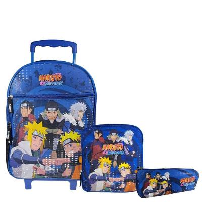 Kit Mochila De Carrinho, Estojo E Lancheira Naruto Leaf