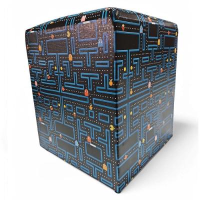 Puff Banqueta Quadrado Cubo Decorativo Courino e Suede Game Courino