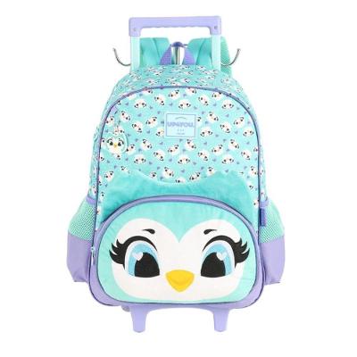 Mochila Rodinhas Coruja Alça Up4you Escolar Infantil Verde Menina Luxcel