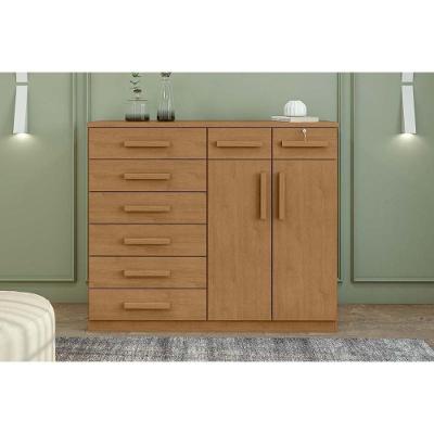 Cômoda Toronto New 8 Gavetas em MDF com Puxador em MDF Amêndoa e Rovere