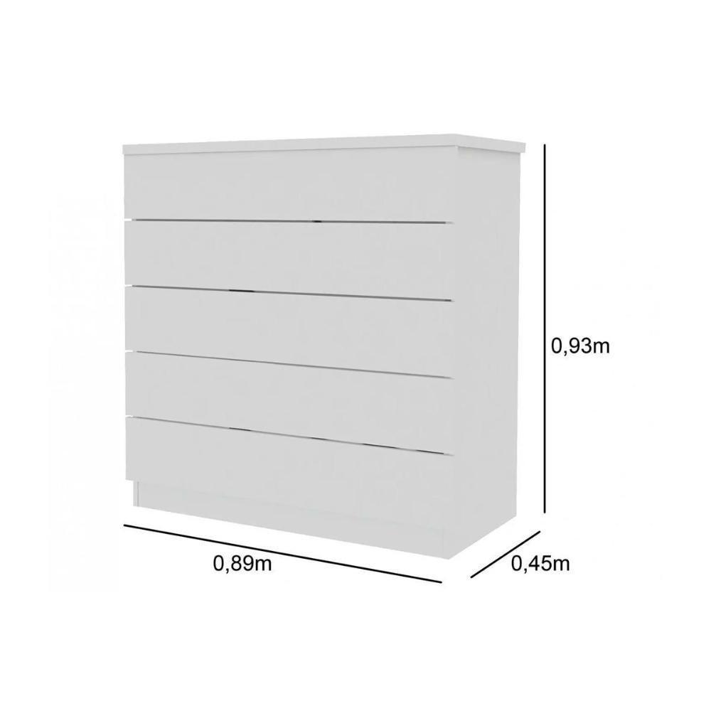 Cômoda de Quarto Premium c/ 5 Gavetas Neve - Tcil Móveis - 3