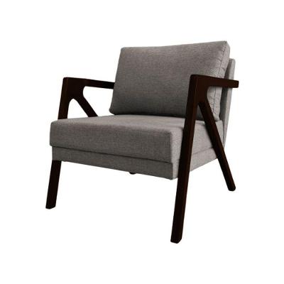 Poltrona Sala De Estar Base Madeira Maciça Monique Castanho Grafite Linho