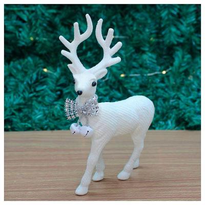 Kit 2 Enfeites Decorativos Rena Branca Com Guizo Natal 21cm