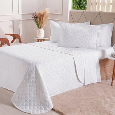 Kit Colcha King 200 Fios Lisa 260x280cm Branco