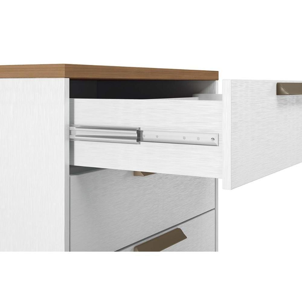 Cômoda De Quarto New Conect C/ 4 Gavetas Branco/jatoba - Santos Andirá - 2