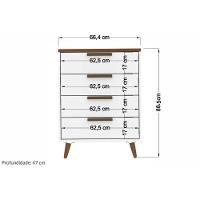Cômoda De Quarto New Conect C/ 4 Gavetas Branco/jatoba - Santos Andirá - 4