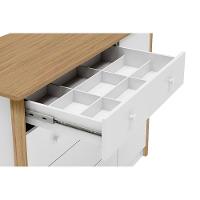 Cômoda de Quarto Retrô c/ 1 Porta Cristal e 4 Gavetas Branco/Carvalho - Peroba - 5