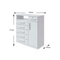 Cômoda de Quarto Da Vinci New c/ 1 Porta 1 Nicho e 6 Gavetas Branco - Lopas - 3