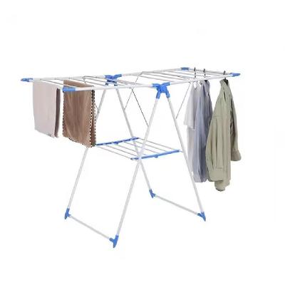 Varal De Chão Reforçado Dobrável Slim Dupla Aba Retrátil 2 Andares Ideal Para Lavanderia Varanda E Pequenos Espaços