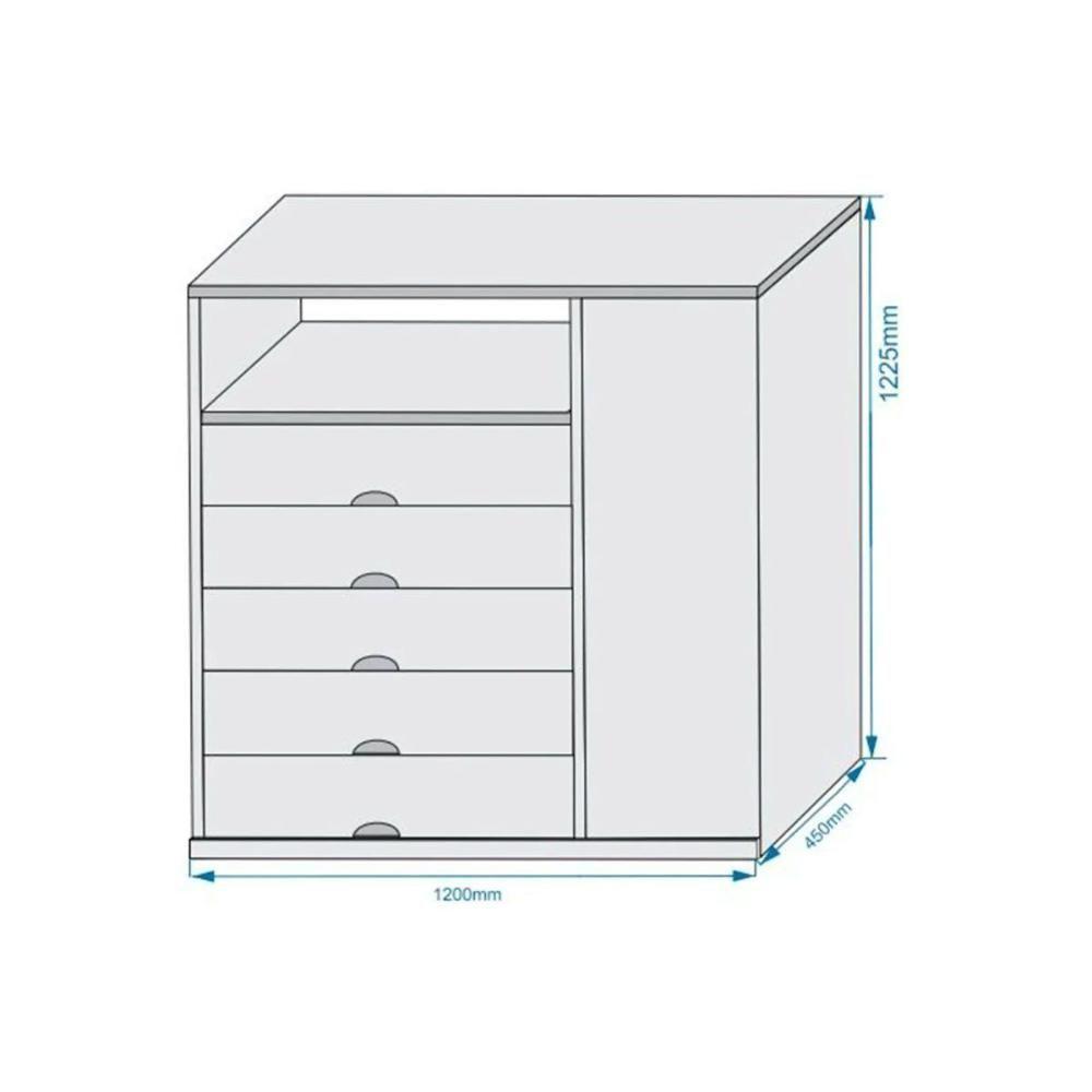 Cômoda de Quarto Portugal c/ 1 Porta 1 Nicho e 5 Gavetas Peroba - Europa - 2