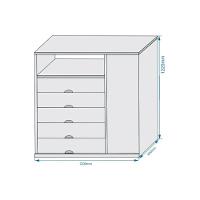 Cômoda de Quarto Portugal c/ 1 Porta 1 Nicho e 5 Gavetas Branco - Europa