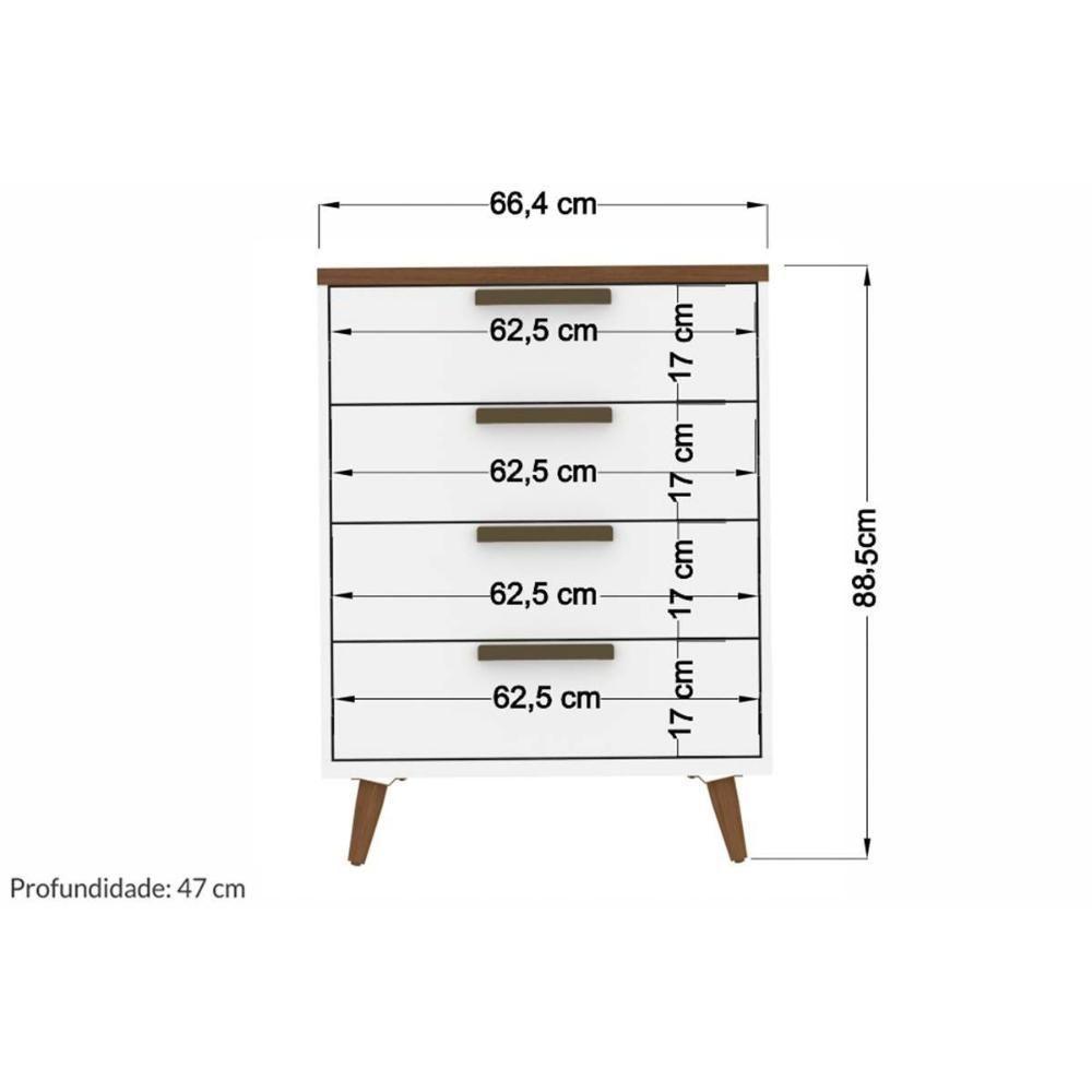 Cômoda de Quarto New Conect c/ 4 Gavetas GrafitteJatoba - Santos Andirá - 2