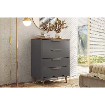 Cômoda de Quarto New Conect 4 Gavetas MDP com Puxador Plástico Grafite