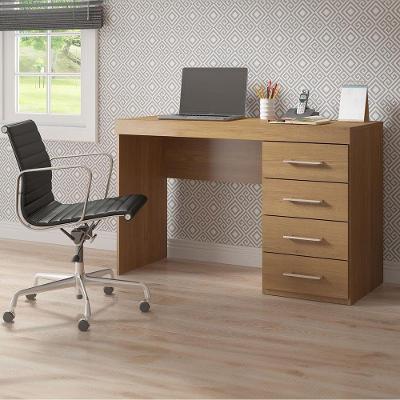 Mesa Escrivaninha Home Office Com 4 Gavetas 120cm Menu Móveis Carvalho