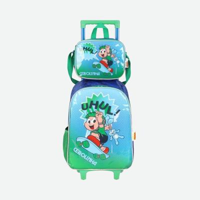 Kit Mochila De Rodinhas E Lancheira Turma Da Mônica Cebolinha Luxcel Verde