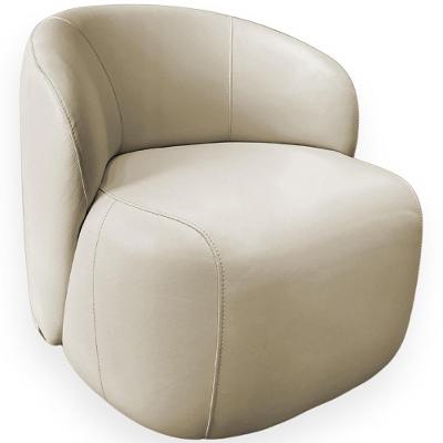 Poltrona Giratória Orgânica Para Sala Living Heidy L06 Couro Off White - Lyam Decor