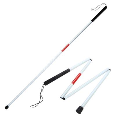 Bengala Guia Dobrável Branca Com Faixa Vermelha Que Oferece Segurança Mobilidade E Alta Visibilidade P/ Deficientes