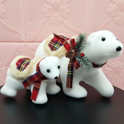 Enfeite Ursinho Polar Natalino Cachecol Xadrez Dupla 11x18cm