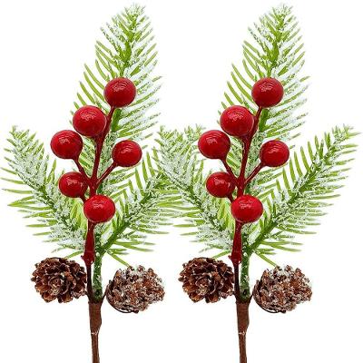 Galhos Pick Berry Vermelho Enfeite Natalino 30cm Kit 6pçs