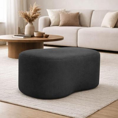 Puff Feijão Curvo Orgânico Redondo Sala Confortável Moderno Suede Cinza Escuro