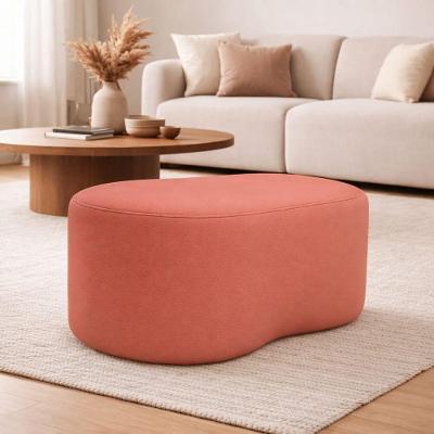 Puff Feijão Curvo Orgânico Redondo Sala Confortável Moderno Suede Rosa