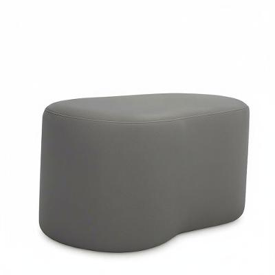 Puff Curvo Feijão Orgânico Sala Redondo Confortável Quarto Moderno Linho Cinza