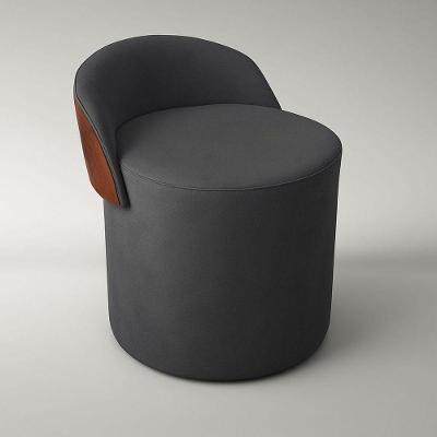 Puff Encosto Corino Suede Redondo Confortável Sala Moderno Cinza Escuro