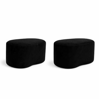 Kit 2 Puff Feijão Curvo Orgânico Sala Redondo Confortável Moderno Suede Preto