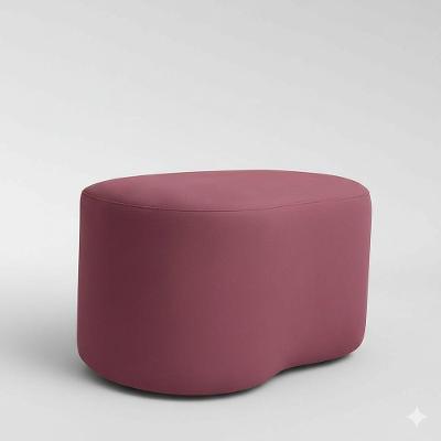Puff Feijão Orgânico Curvo Redondo Confortável Sala Moderno Suede Rose
