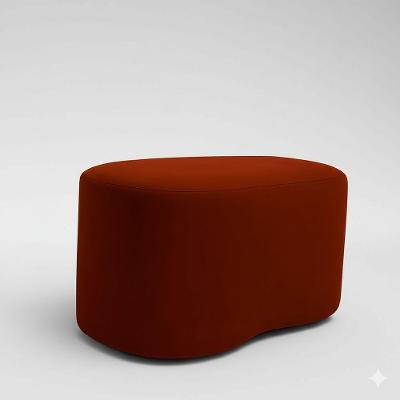 Puff Feijão Orgânico Curvo Redondo Confortável Sala Moderno Suede terracota