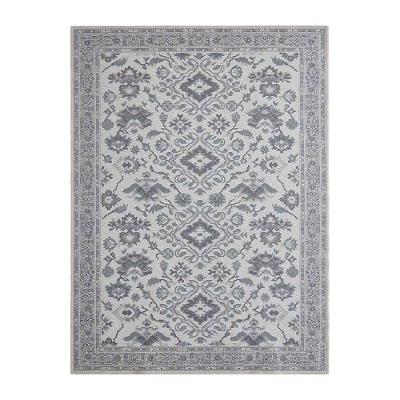 Tapete Para Sala Funcional Medalhao 55 Cinza Azul 1,50x2,00m