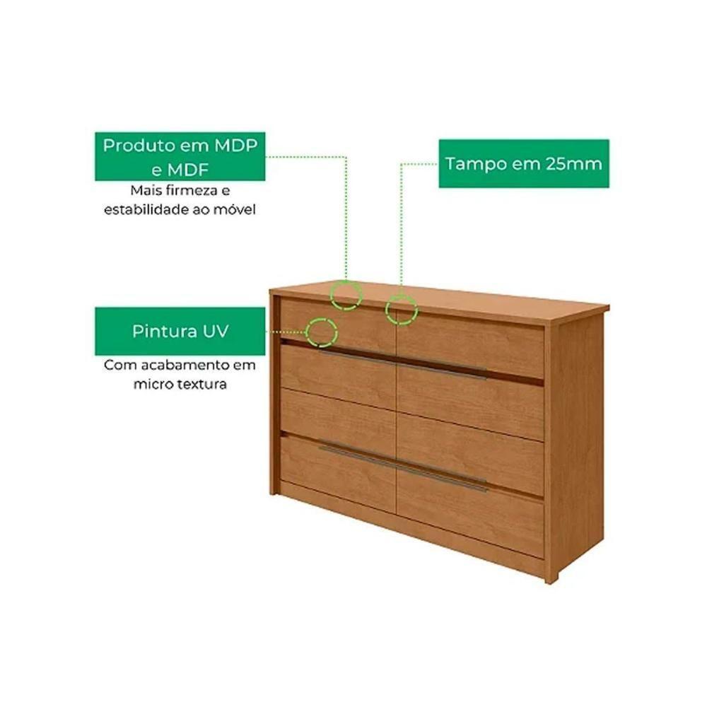 Cômoda de Quarto Urban c/ 8 Gavetas Rovere/Amêndoa - Lopas - 4