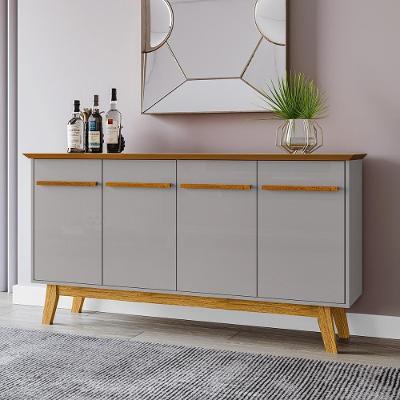 Aparador Buffet Sala De Estar Opala 4 Portas Naturale/off White