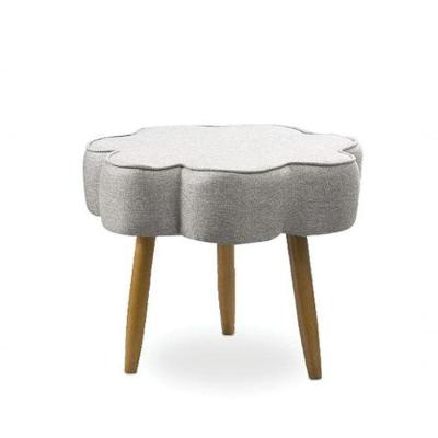 Puff Decorativo Pé Palito De Madeira Sala Flower Linho E03 - D'rossi Cor Cinza