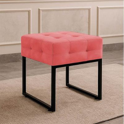 Puff Sala Decorativo Industrial Elisa Suede Rosê D03 - D'rossi