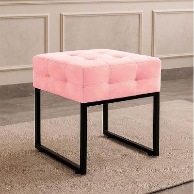Puff Sala Decorativo Industrial Elisa Suede Rosa Bebê D03 - D'rossi