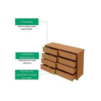 Cômoda de Quarto Urban c/ 8 Gavetas Rovere/Amêndoa - Lopas