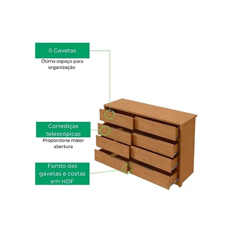 Cômoda de Quarto Urban c/ 8 Gavetas Rovere/Amêndoa - Lopas - 4