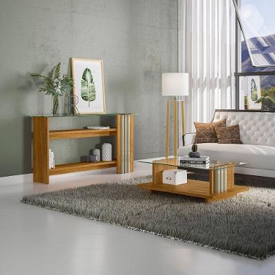 Mesa De Centro E Aparador Ripado Para Sala Mirezi Cumaru M20 - D'rossi