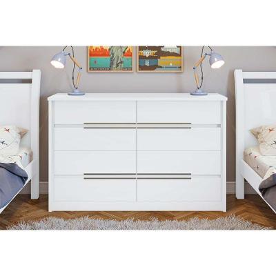 Cômoda de Quarto Urban 8 Gavetas MDF Puxador Metálico Branco