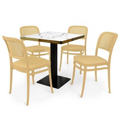Conjunto Mesa De Jantar Redonda Venezia 70x70cm Branca Com 4 Cadeiras Roma - Nude