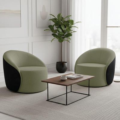 Poltrona Sala Orgânica Kit 2 Lua Fixa Sintético Pu Preto/bouclê D03 - D'rossi Cor Pistache