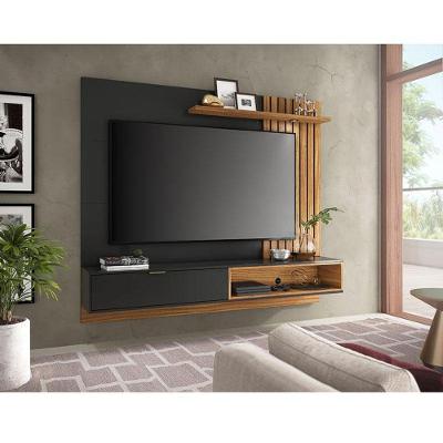 Painel Para Tv Home Suspenso Ambiente Tocantins 1.8 Preto Acetinado Noce Milano - Colibri