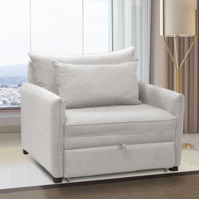 Poltrona Cama Solteiro Cloe Retrátil Bouclê Cinza Claro D'Rossi