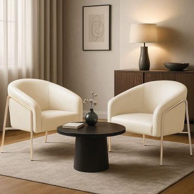 Poltrona Sala Decorativa Kit 2 Stella Base Alta Tubo Champanhe Sintético Cinza D03 - D'rossi