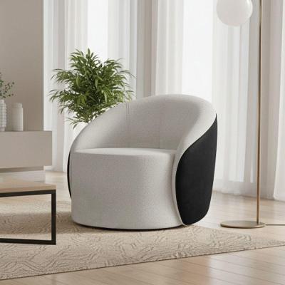 Poltrona Sala Orgânica Lua Giratória Sintético Pu Preto/bouclê Cinza D03 - D'rossi