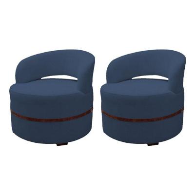 Conjunto 2 Poltronas Decorativa Luana Estofada Sala Em Linho Azul
