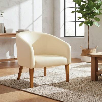 Poltrona Sala Decorativa Stella Pé Madeira Trapézio Castanho Sintético Pu D03 - D'rossi Bege